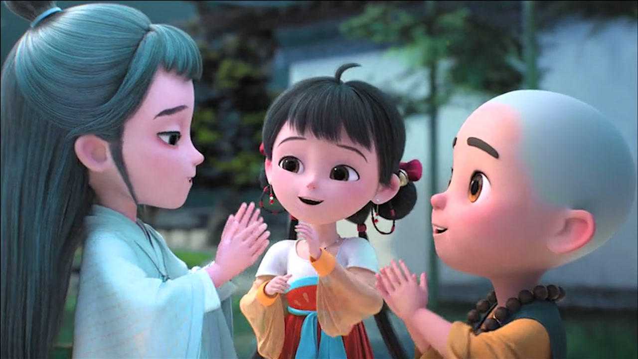 阿巳与小铃铛:为了看烟花不被蹦着,阿巳的绳子有点长,三人这次好温馨