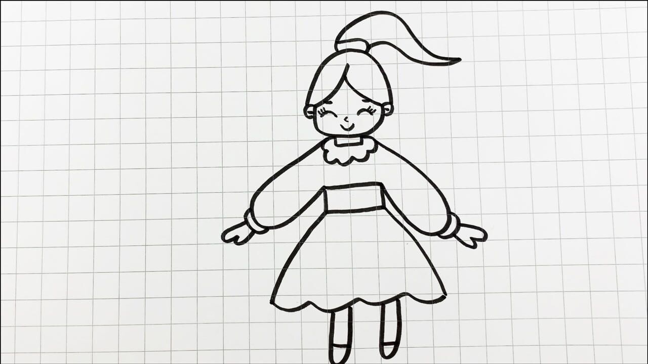教你画一个既简单又可爱的单马尾辫小女孩!