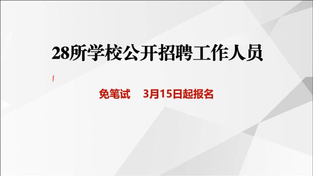 28所学校公开招聘工作人员,岗位多待遇好,3月15日开始报名