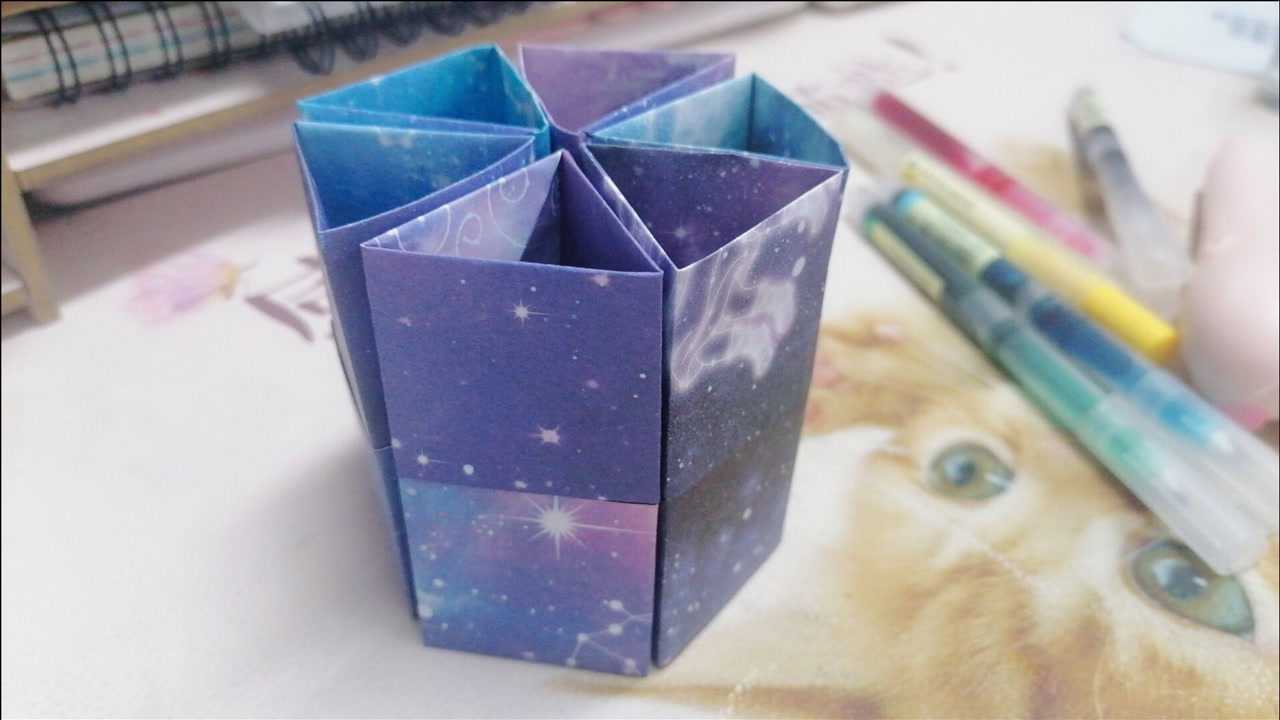 简单又漂亮的折纸收纳盒 笔筒 文具盒制作,文具盒制作 笔筒折法