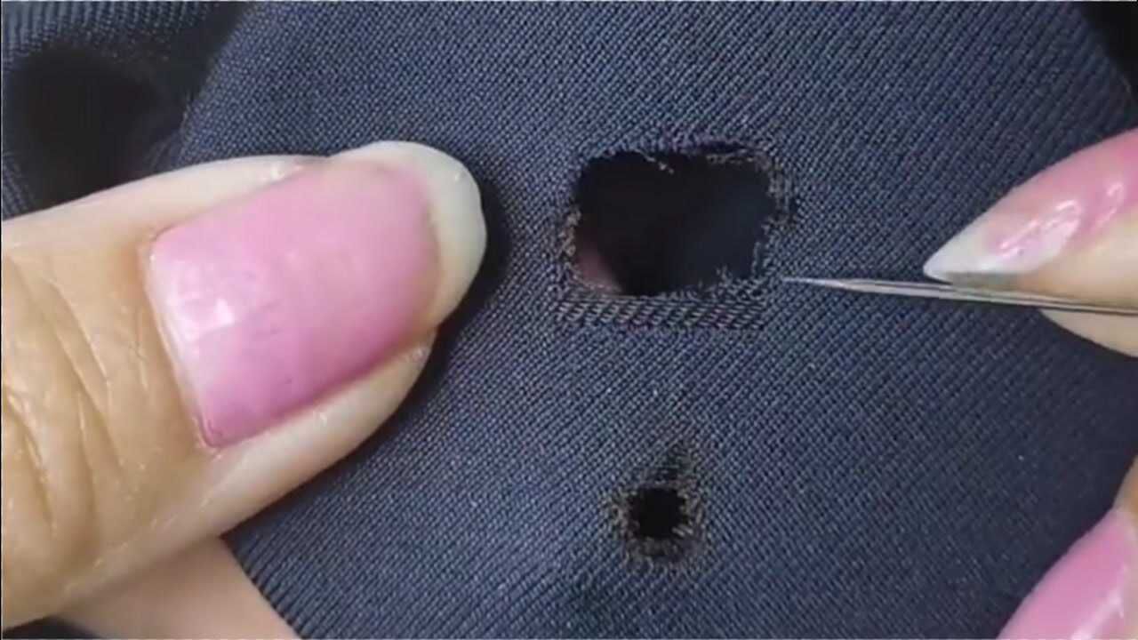 西裤破洞无痕补原来是这样啊,看起来好复杂,但是好实用!