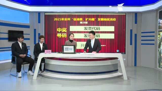 2021年延边州“促消费、扩内需”发票抽奖活动第28期开奖号码公告