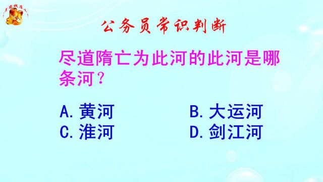 公务员常识判断,尽道隋亡为此河的此河是哪条河?难不倒学霸