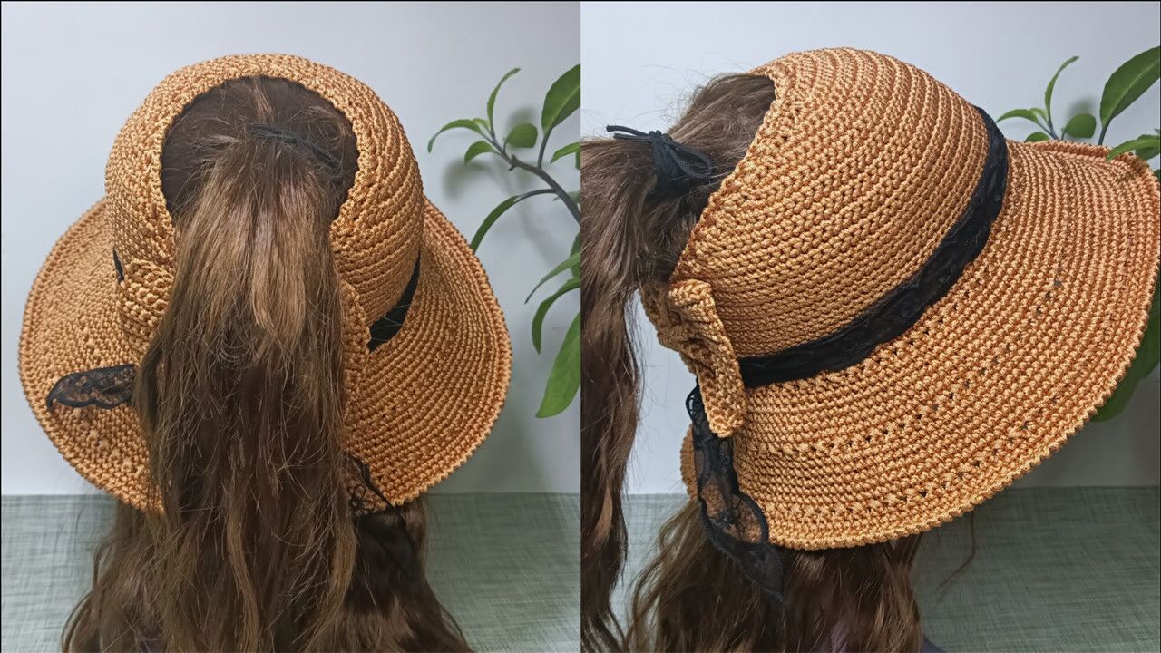 钩针编织无顶大檐夏凉帽(下)帽檐的钩织教程,遮阳防晒又凉爽