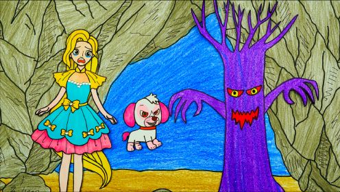 星星童话：星星公主被树妖追，小狗出现救了星星
