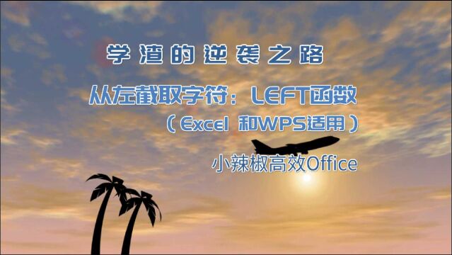 从左截取字符Left函数Excel函数公式入门教程(Office及WPS)