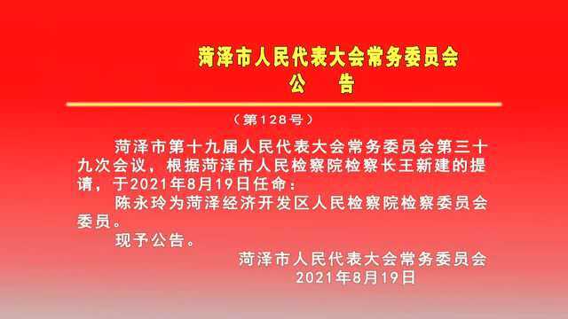 菏泽市人民代表大会常务委员会公告 (第128号)