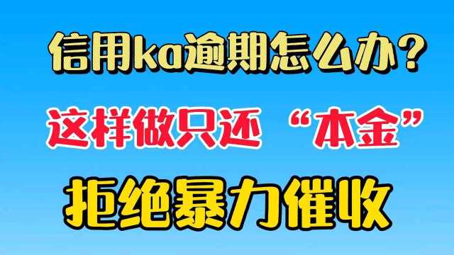 信用卡逾期怎么办?这样做让你只还本金,拒绝暴力催收!