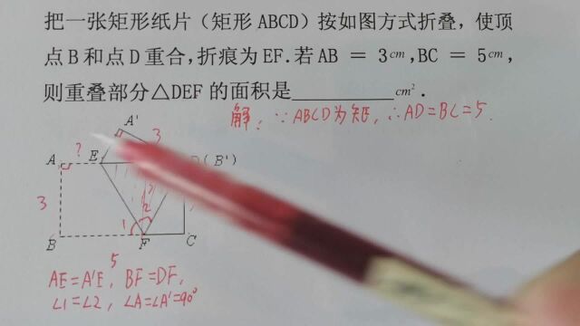 初中数学,思维训练题,求重叠部分△DEF的面积?