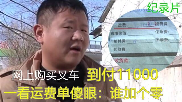 男子网上购买叉车,运费1100莫名多个0变成11000,一看运费单傻眼