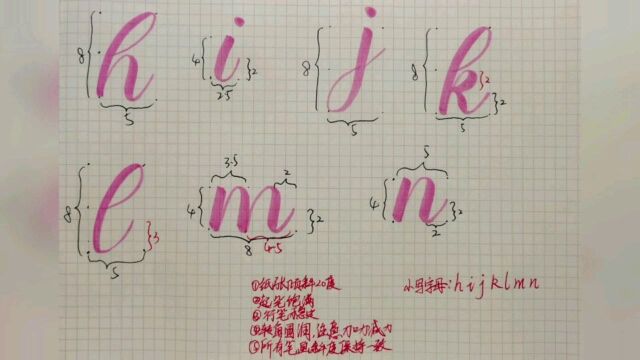 brushlettering小写字母hijklmn写法