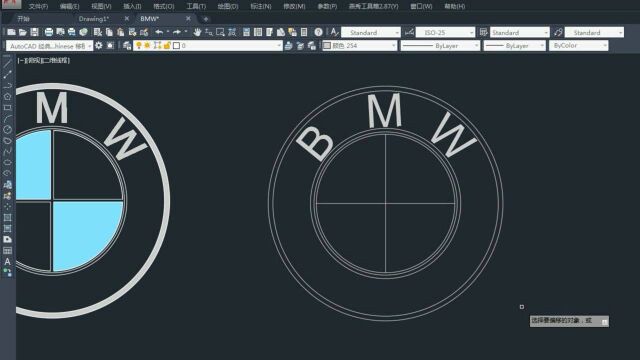 老梁绘图教你教你用CAD绘制你喜欢的宝马车标志!