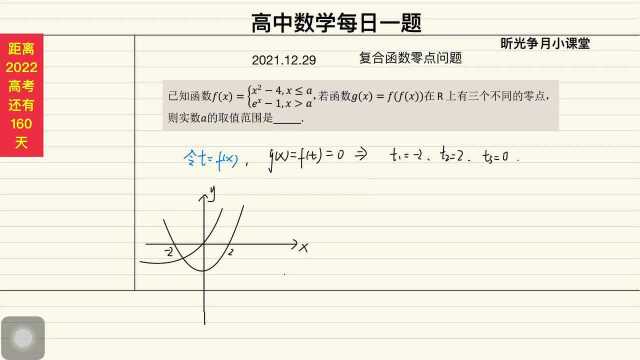 高中数学每日一题:求a的取值范围,复合函数零点问题