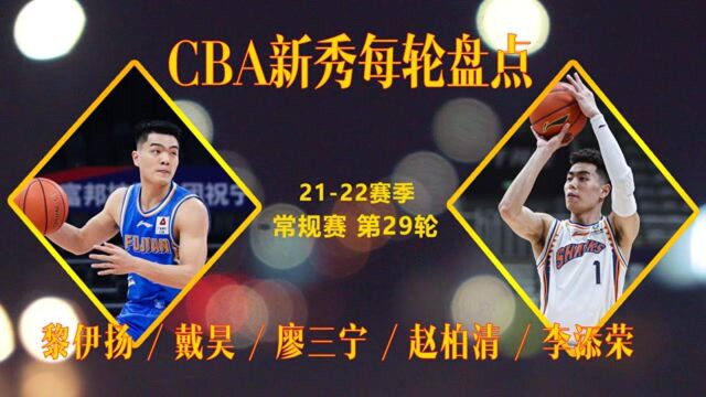 【CBA新秀每轮盘点】小将戴昊惊艳首秀,李添荣依旧高效,黎伊扬赶紧换队吧