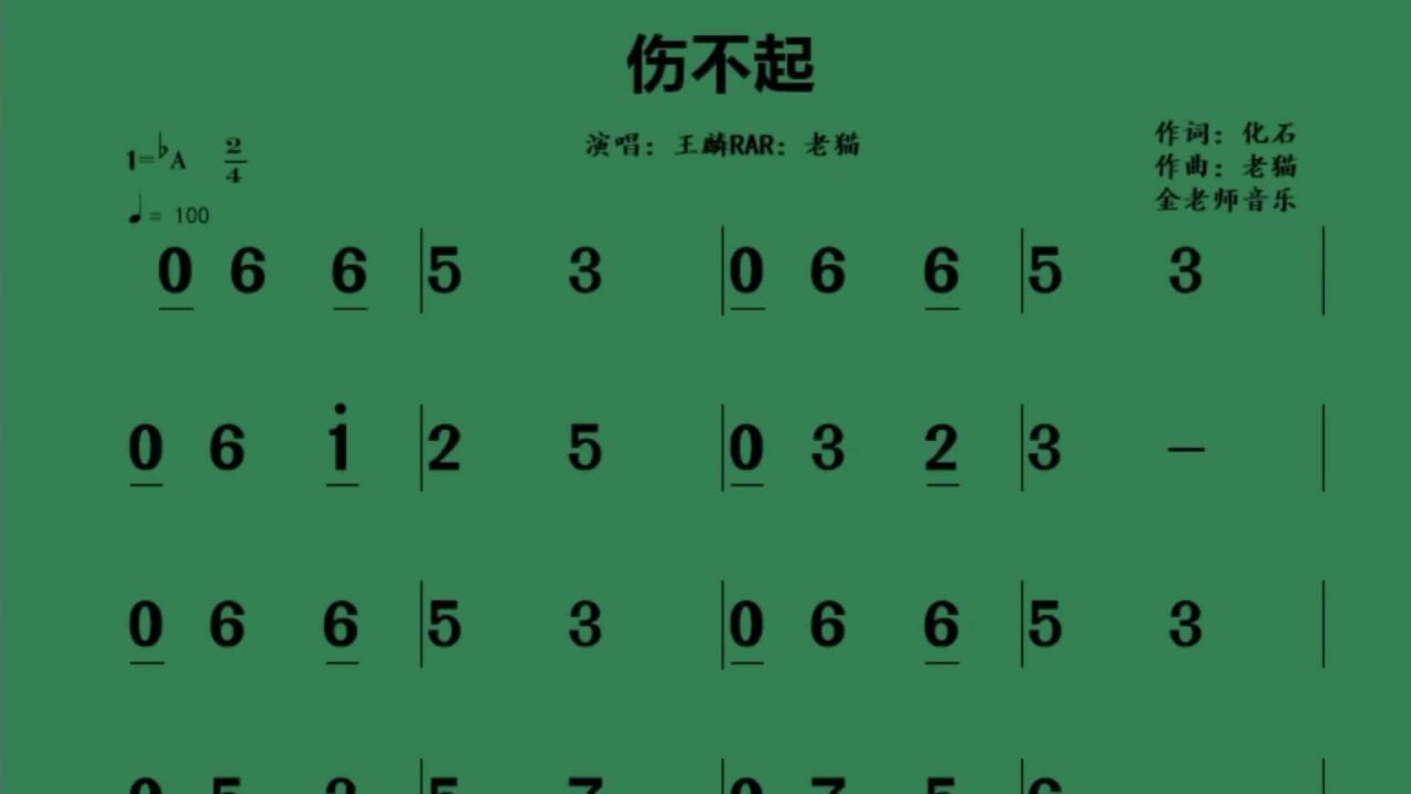 伤不起简谱(伤不起简谱钢琴)