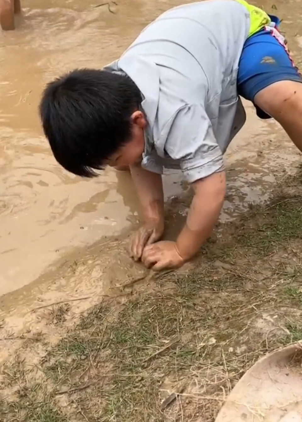 小学生劳动课上捉泥鳅,网友:这是孩子该有的童年