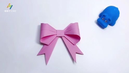 【手工折纸】简单几步折一个美丽的蝴蝶结，刚做完就被闺女要去了