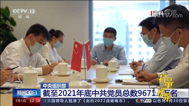 中央组织部:截至2021年底中共党员总数9671.2万名