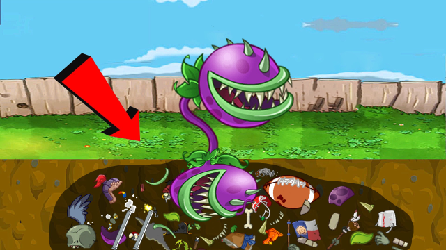 植物大战僵尸:大嘴花地下是双头的?钢地刺地底有僵王博士操纵?