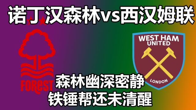 英超 诺丁汉森林VS西汉姆联 森林幽深密静,铁锤帮还未清醒