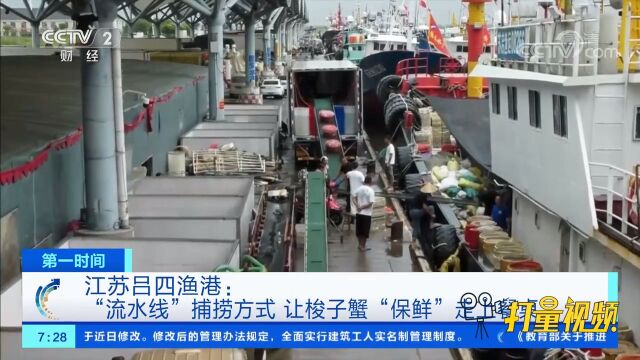 吕四渔港:“流水线”捕捞方式让梭子蟹“保鲜”上餐桌