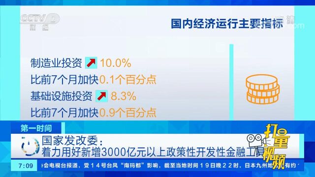 国家发改委:用好新增3000亿以上政策性开发性金融工具