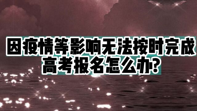 因疫情等影响无法按时完成高考报名怎么办?