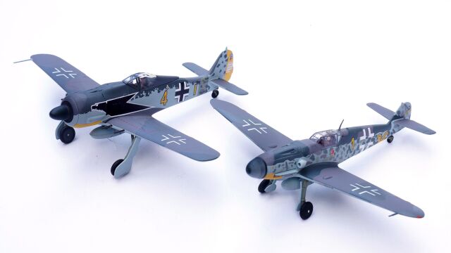 德意志双鹰!JC wings BF109和FW190战斗机合金成品模型开箱测评