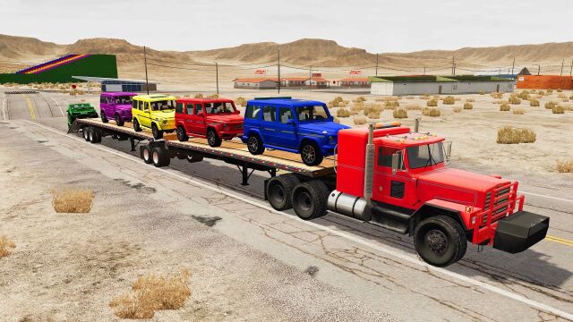 【BeamNG】带幻灯片颜色的双平板拖车运输