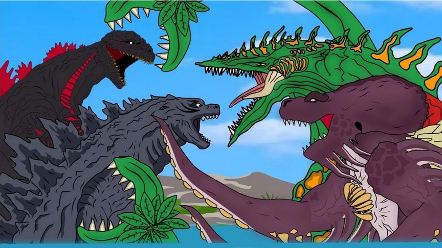 传奇哥斯拉大战变异哥斯拉.直接从海洋战斗到陆地