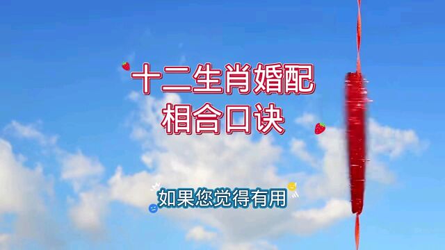 十二生肖婚配相合口诀