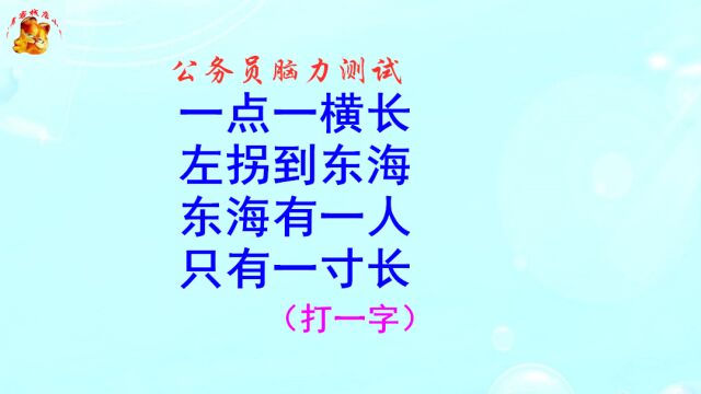 公务员脑力测试,一点一横长打一字,猜出是将才