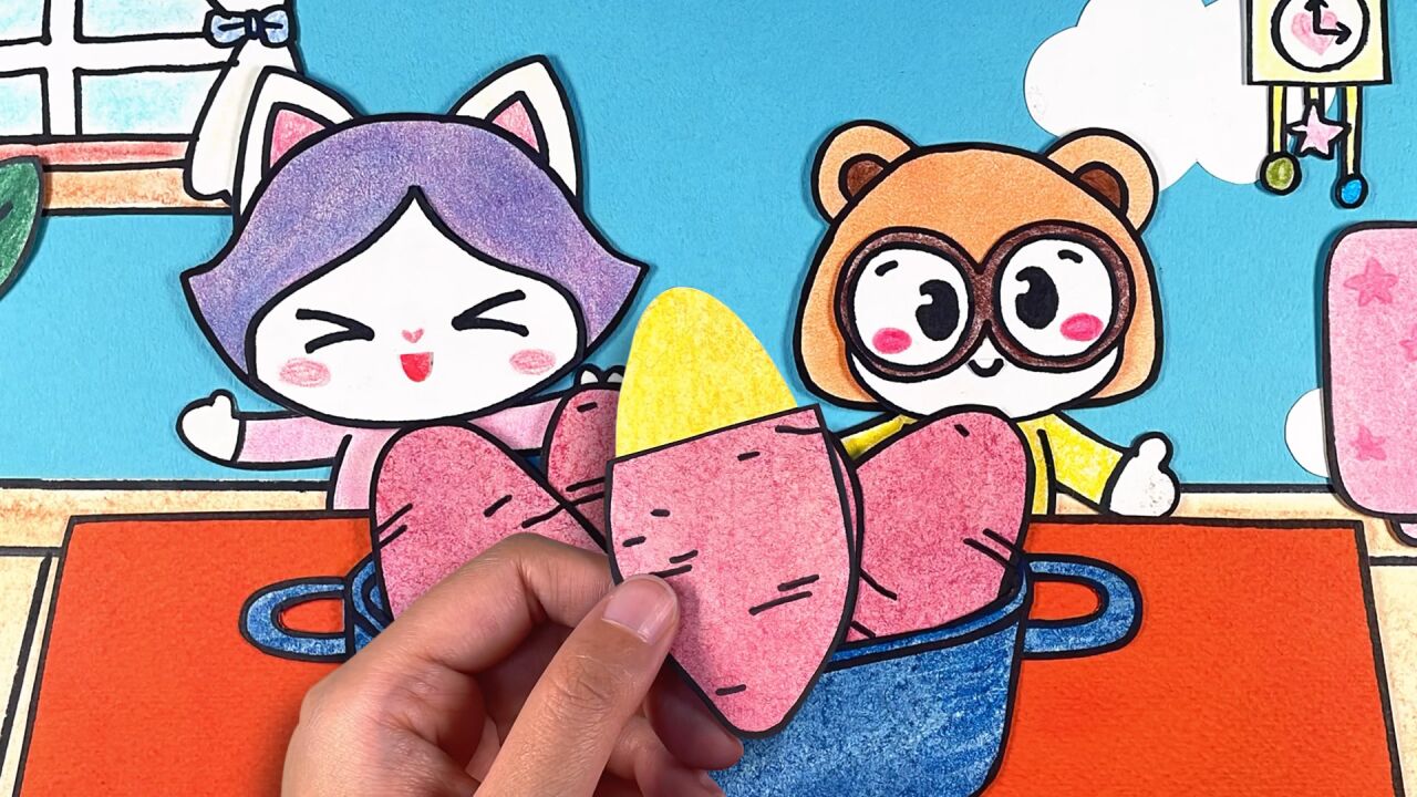 夏夏悦悦解锁烤红薯新吃法