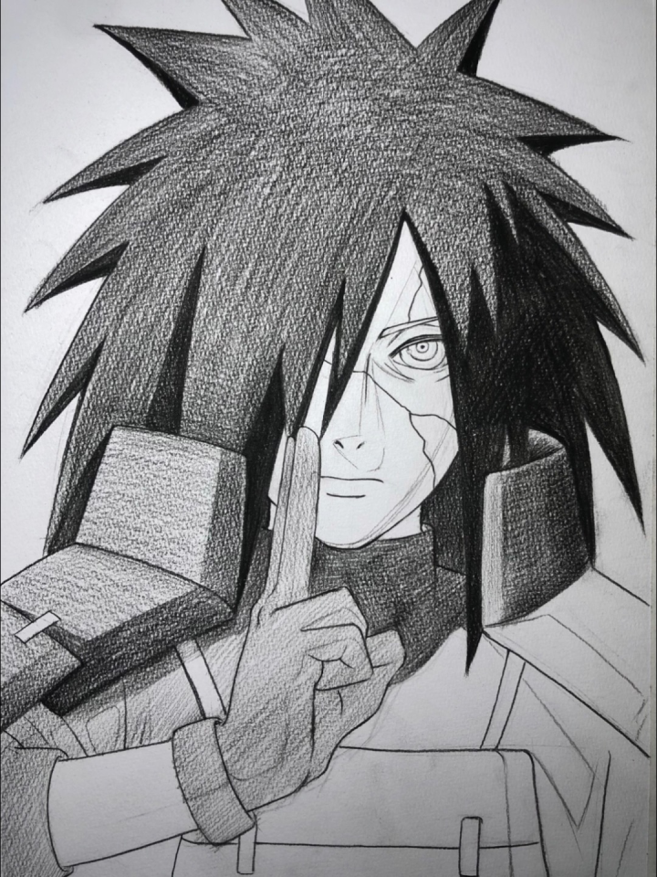 手绘火影忍者动漫人物宇智波斑绘画过程图
