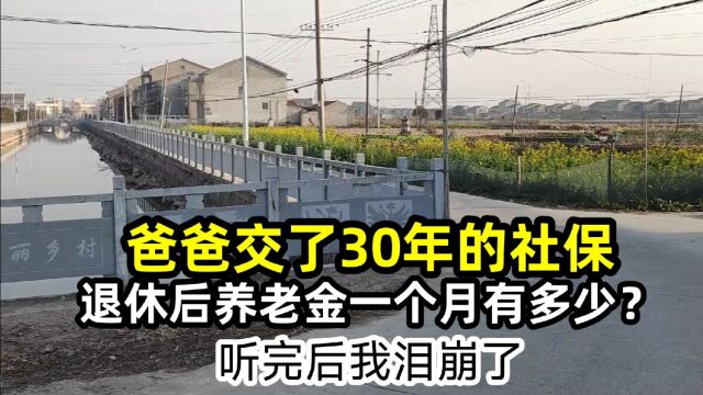 在湖北农村工作,交了30年的社保,退休后养老金一个月有多少?