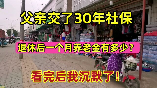 江苏农村,爸爸交了30年社保,退休后一个月养老金有多少?