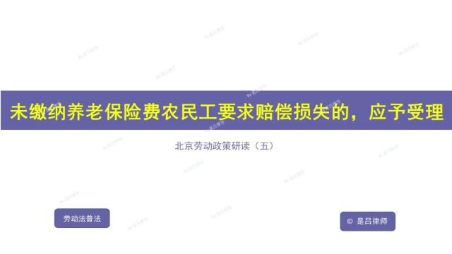 05 未缴纳养老保险费农民工要求赔偿损失的,应予受理