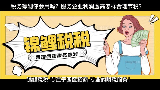 税务筹划你会用吗?服务企业利润虚高怎样合理节税?