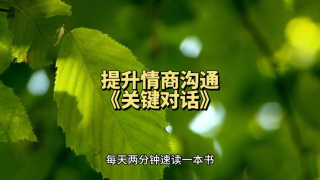 提升情商沟通《关键对话》每天两分钟速读一本书