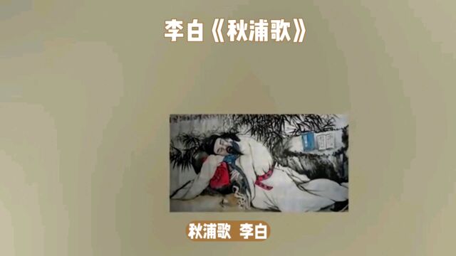 诗词系列《秋浦歌》