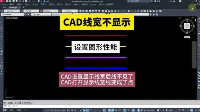 CAD线宽不显示怎么办?CAD设置显示线宽后线不见了CAD打开显示线宽线变成了点CAD图形性能设置!装修设计培训