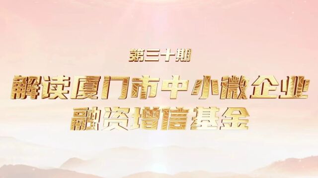 政策云课堂㉚ | 解读厦门市中小微企业融资增信基金