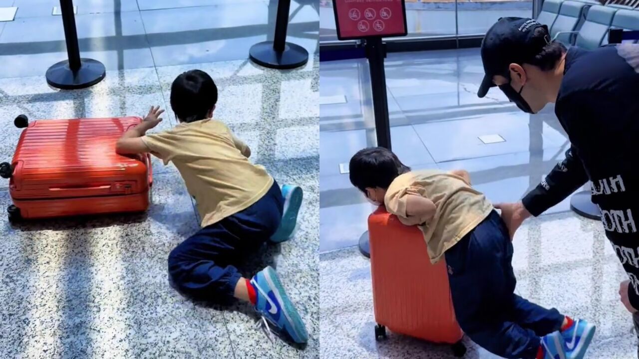 黄晓明带娃好真实!儿子小海绵调皮转圈圈摔倒,被其拍屁股教育