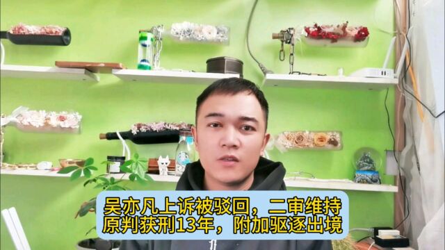 吴亦凡上诉被驳回,二审维持原判获刑13年,附加驱逐出境