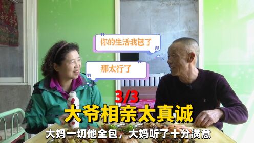 大爷相亲太真诚，大妈一切他全包，大妈听了十分满意