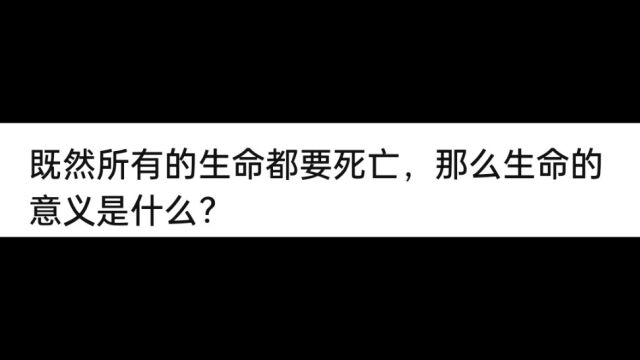 既然所有的生命的都要死亡,那么生命的意义是什么?