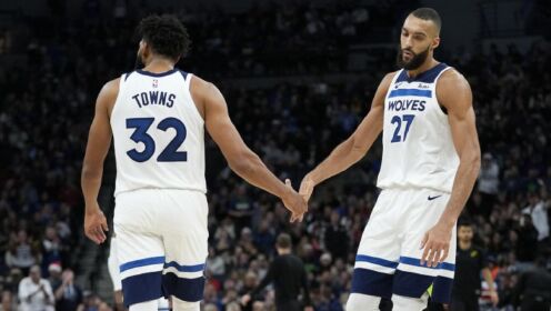 《NBA全场集锦》四亿双塔合砍54分19板！森林狼变身金刚狼 15胜4负升联盟第一