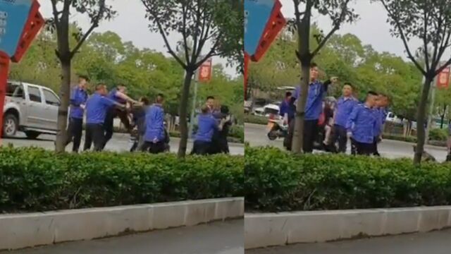 襄阳多名城管当街飞踹男子并拳打脚踢 城管局:街道办的城管管不了