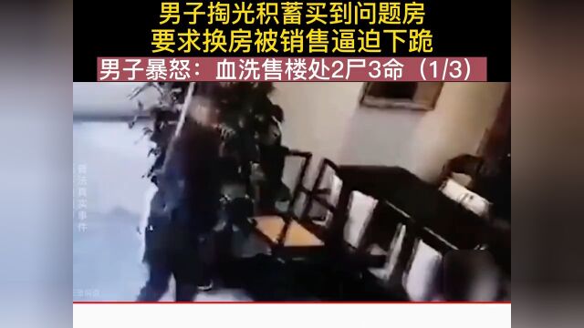 男子掏光积蓄买到问题房,要求换房被销售逼迫下跪,男子暴怒:血洗售楼处2尸3命,买楼售楼处那些事儿买房那些事 1