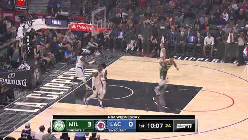 《NBA全场集锦》字母哥欧洲步惨遭哈雷尔血帽 所幸补篮挽回颜面